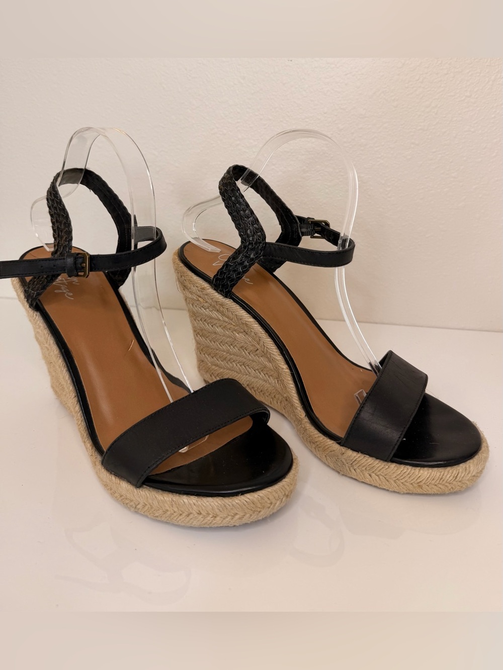 Crown Vintage Black Espadrille Wedge Sandals